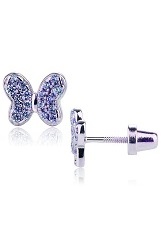 catchy silver cubic zirconia September birthstone butterfly baby earrings